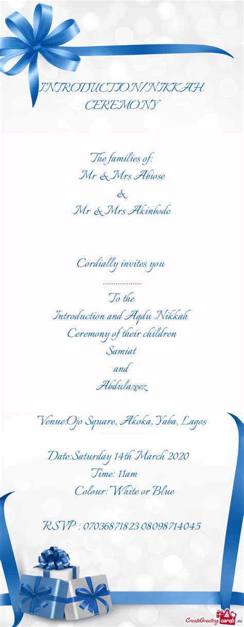 INTRODUCTION/NIKKAH CEREMONY - Free cards