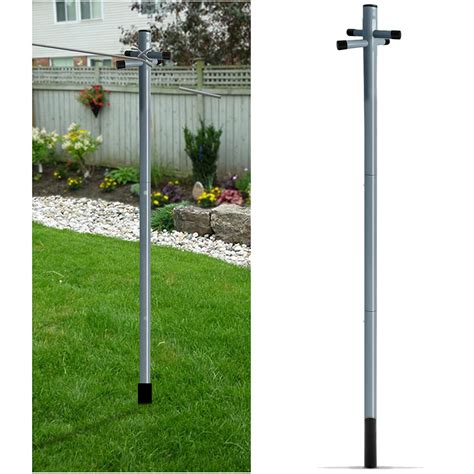 Galvanized 2.4m Heavy Duty Clothes Washing Line Post Pole Support With Socket | eBay