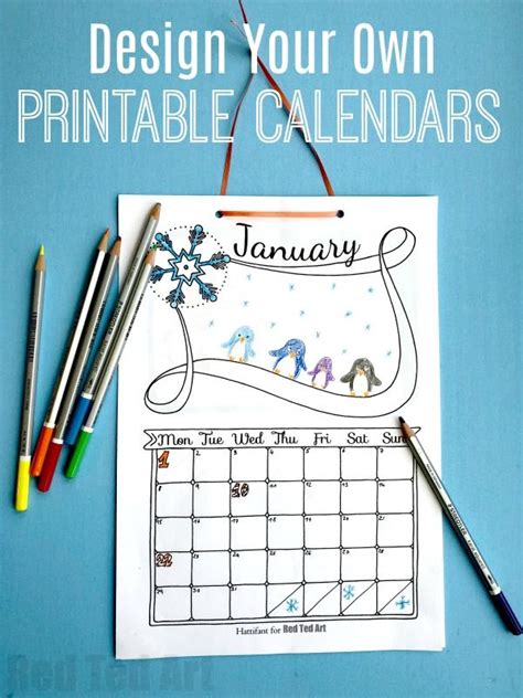 Free Cute Printable Calendar 2023 - Red Ted Art | Diy calendar template, Diy calendar printable ...