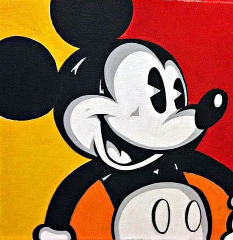 Disney Mickey Mouse Pop Art Portrait Acrylic On Canvas