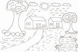 House Natural Scenery Coloring Page Kids Graphic By COLORART · Creative  sketch template