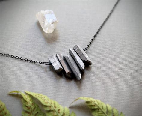 Silver // raw silver crystal necklace
