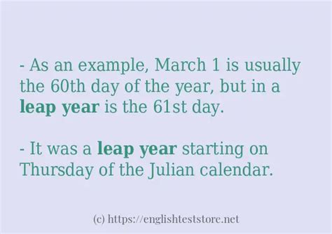 Sentence example of "Leap year" - EnglishTestStore Blog