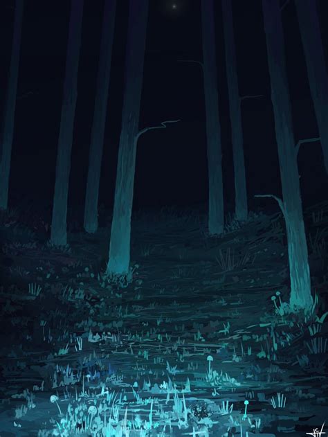 ArtStation - Explore | Night illustration, Night forest, Forest drawing