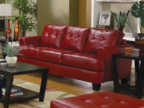 Samuel Red Leather Sofa - 501831 from Coaster (501831) | Coleman Furniture