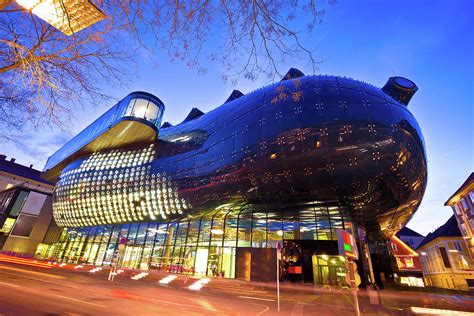 The Kunsthaus Graz evening view Photograph by Brch Photography