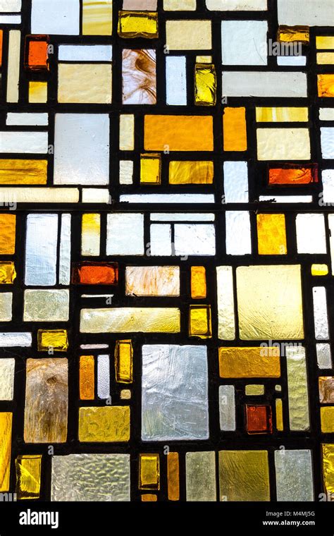 Modern Stained-glass window, abstract pattern, warm colours Stock Photo ...