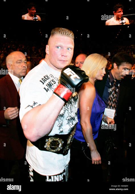 Brock Lesnar after his victory over Frank Mir at UFC 100 at the Mandalay Bay Events Center on ...