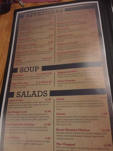 Menu at Red Bridge Tavern pub & bar, East Providence