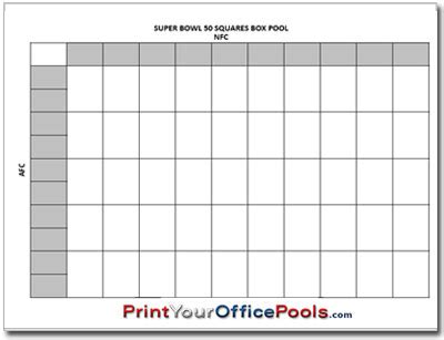 Super Bowl 50 Squares Box Pool - PrintYourOfficePools.com