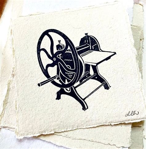 Printing Press Original Art Block Print Hand Carved - Etsy