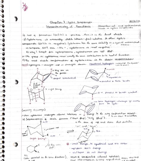 Chapter 7 Notes - Cyclic Compounds Stereochemistry of Reactions - CHEM 231 - Studocu