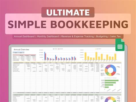 Easy & Simple Bookkeeping Template Google Sheets Income and Expense ...