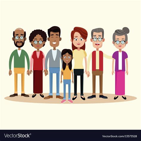 Group family different multicultural Royalty Free Vector