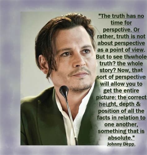 a man with a microphone in his hand next to a quote from johnny depp