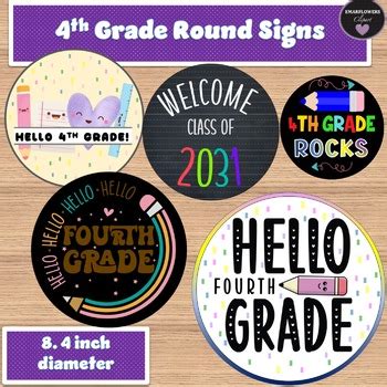 Cute 4th Grade Rocks! & Other Round Classroom Signs by Emarflowers ...