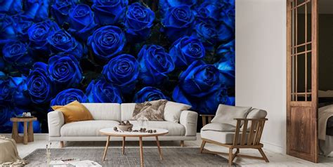 Bonny Blue Roses Wall Mural | Wallsauce US