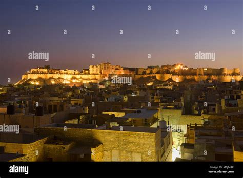 Night lights on the Jaisalmer Fort, Jaisalmer, Rajasthan, India Stock Photo - Alamy