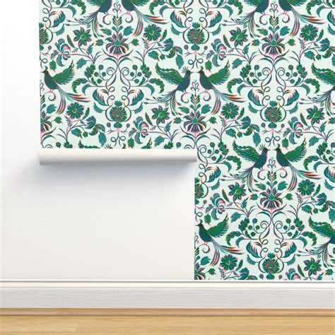 Jade Floral Commercial Grade Wallpaper Tropical Damask by Asta ...