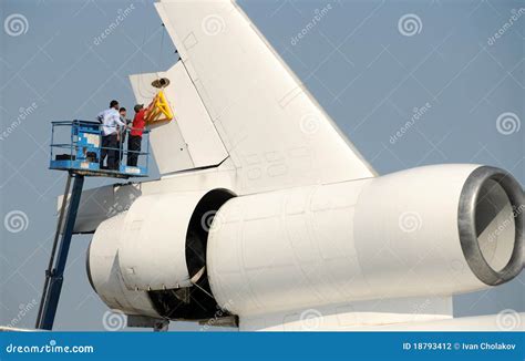 Airplane rudder removal editorial photography. Image of tail - 18793412