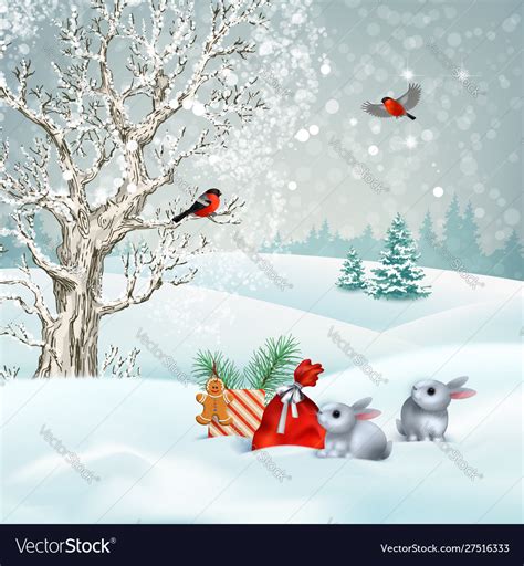 Christmas winter scene Royalty Free Vector Image