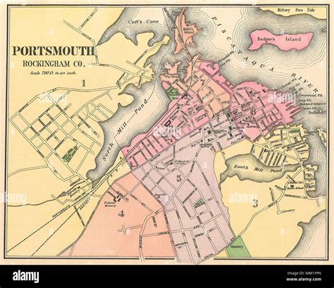 Map of Portsmouth. 1877 Stock Photo - Alamy