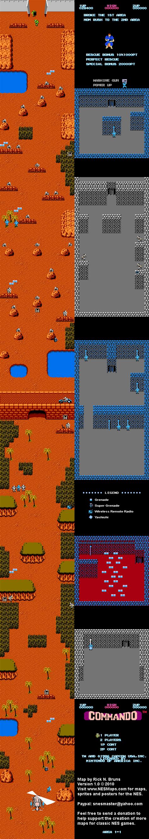 Commando - Area 1-1 Nintendo NES Map