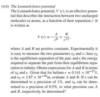 Solved 4.6) The Lennard-Jones potential The Lennard-Jones | Chegg.com