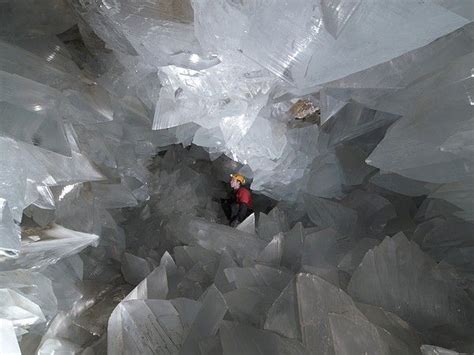 Pulpi geode, Almeria, Spain. Geologist inside the Pulpi geode, the largest geode ever discovered ...