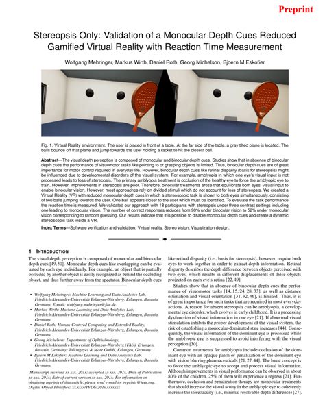 (PDF) Stereopsis Only: Validation of a Monocular Depth Cues Reduced ...