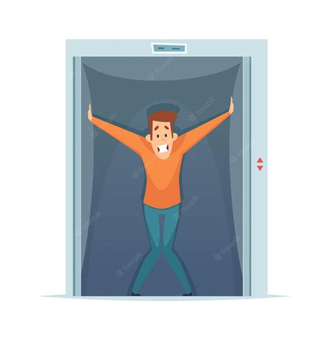 Premium Vector | Claustrophobia. frightened man in elevator, fear of ...