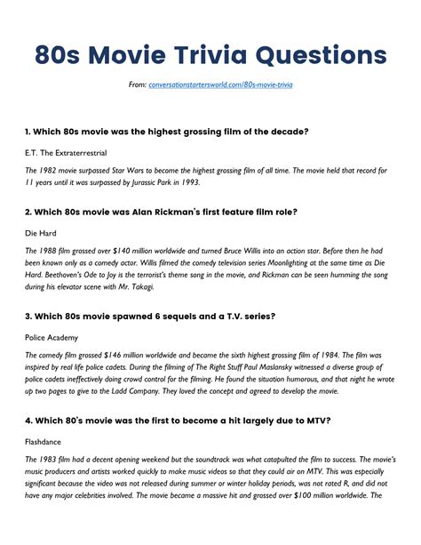 80S Movie Trivia Questions and Answers - DocsLib