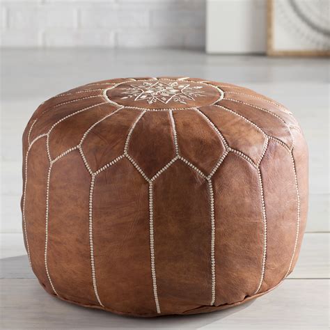 Bungalow Rose Soukaina Leather Pouf Ottoman & Reviews | Wayfair