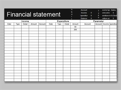 Excel Template Financial Statement