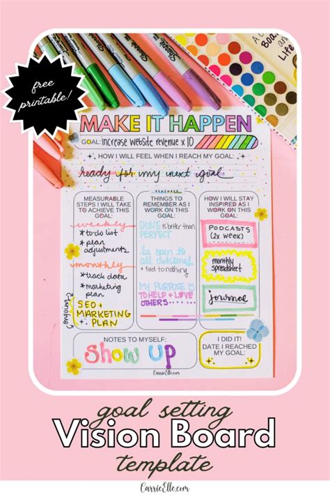 Free Printable Goal Setting Vision Board Template - Carrie Elle