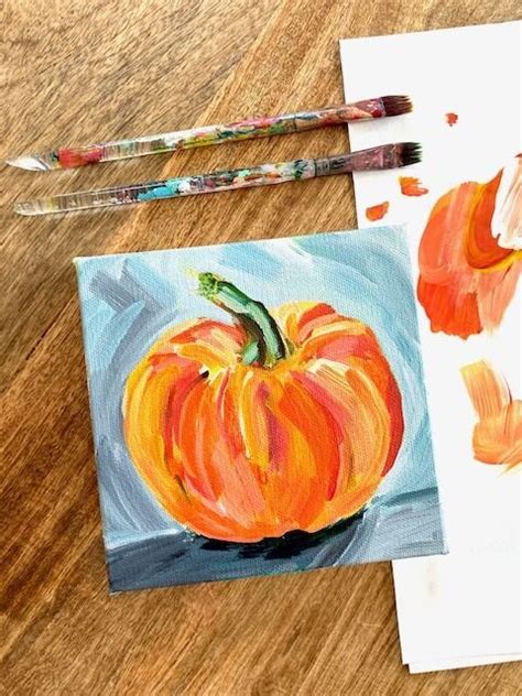 How to Paint a Pumpkin with Acrylic Paint on Canvas Step by Step — Elle ...