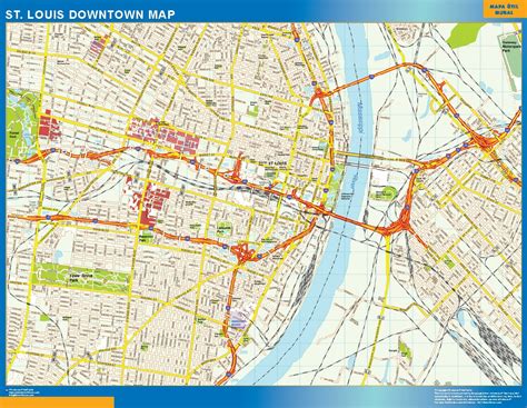 Carte St Louis downtown impression numérique | Cartes France et monde géantes