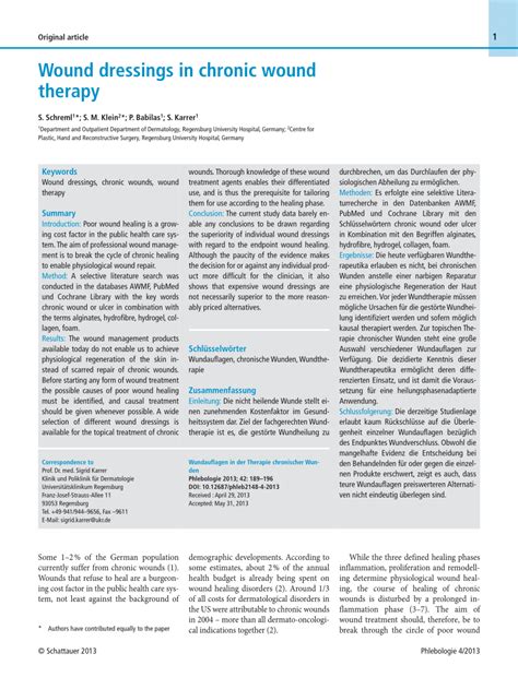 (PDF) Wound dressings in chronic wound therapy