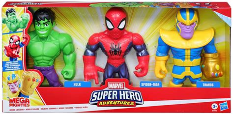 Marvel Super Hero Adventures Mega Mighties Hulk, Spider-Man Thanos ...