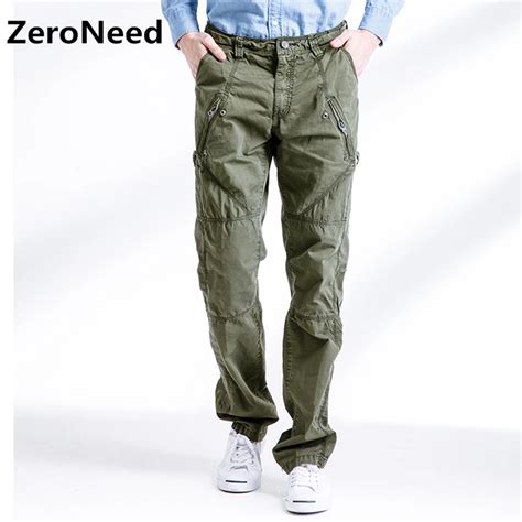 Mens Cargo Pants Side Zipper Pocket Casual Work Pant Outdoors Joggers ...