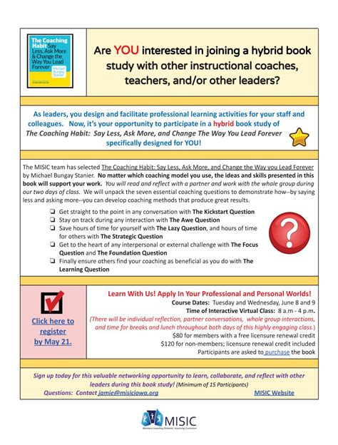 The Coaching Habit – Book Study – MISIC: Members Impacting Students ...