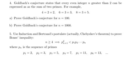 Solved 4. Goldbach's conjecture states that every even | Chegg.com