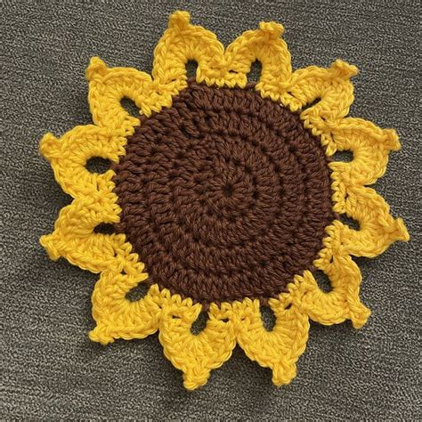 Sunflower Coasters Crochet Pattern, Easy Crochet PDF Pattern for Beginner, Home Decor Step by ...