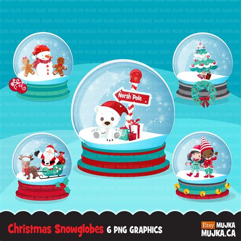 Christmas Snow Globe Clipart. Cute Snow Globes Filled With - Etsy Canada