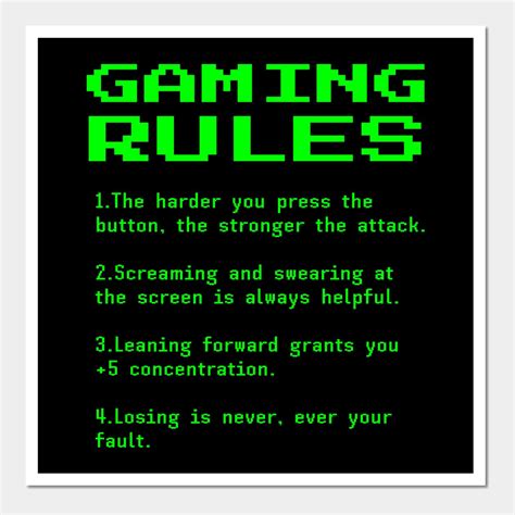 Funny Gaming Rules Video Gamer Humor Streamer Gift Idea by tharros | Gamer quotes, Video game ...