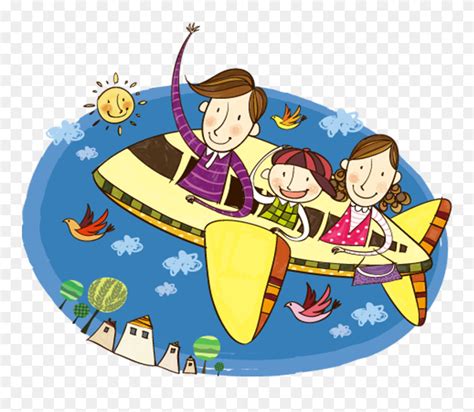 Airplane Travel Illustration Fly - Airplane Family Vacation Clipart ...