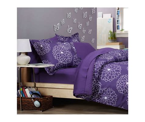 Purple Floral Bed in a Bag Twin/Twin XL Comforter Blanket Sheet Bedding ...