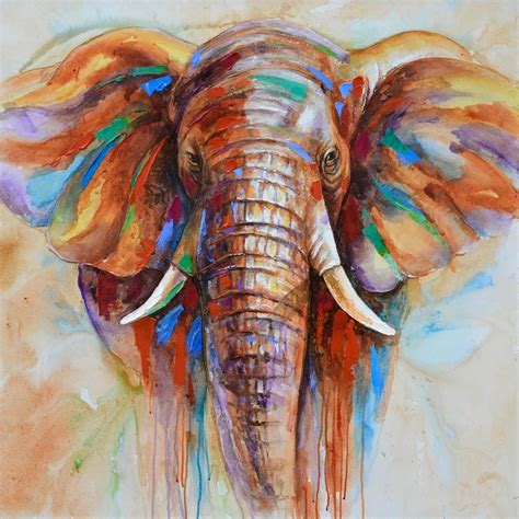 High Quality Wildlife Colorful Elephant Picture Print Canvas Prints Home Decor Picture For ...