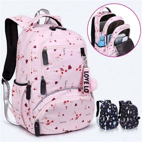 Printed Large School Backpack for Teenage Girls | Stylish school bags, Cute school bags, Girl ...