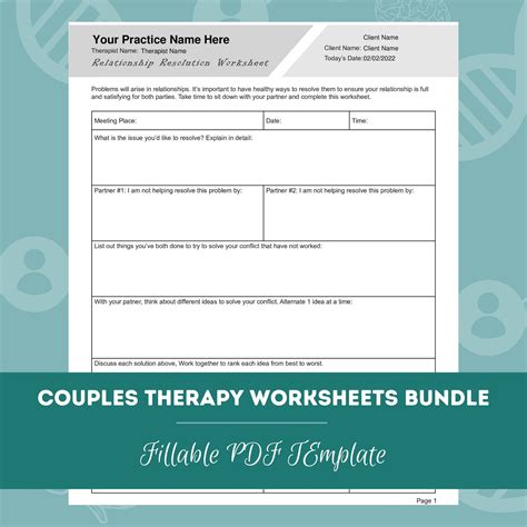 Couples Therapy Worksheets Bundle Pdfs 22 Editable / Fillable ...